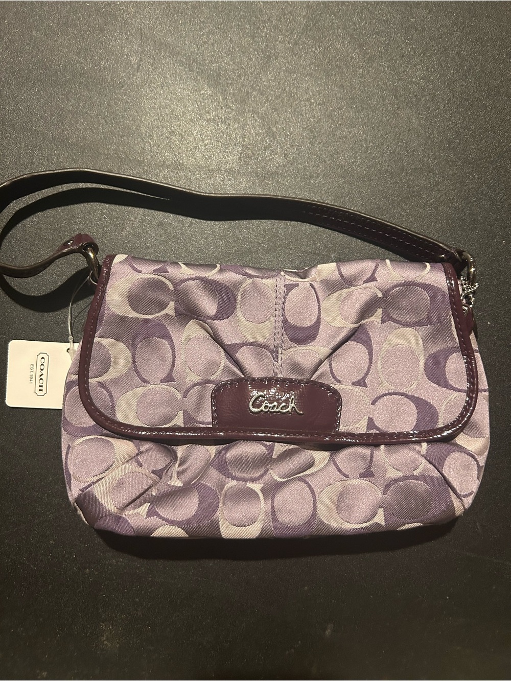Coach Lavender Signature Jacquard Wristlet